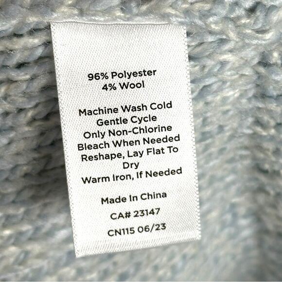 Haven Well Within Blue Wool Blend Knit Funnel Turtleneck Sweater Medium - Picture 4 of 6